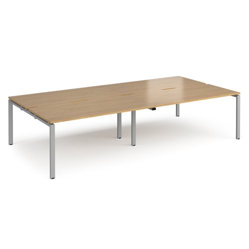 Adapt double back to back desks 3200mm x 1600mm - silver frame Oak Top - E3216-S-O