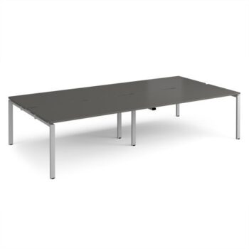 Adapt double back to back desks 3200mm x 1600mm - silver frame storm grey top - E3216-S-OG