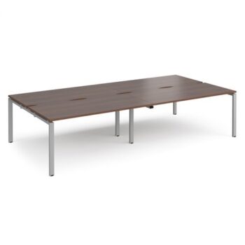 Adapt double back to back desks 3200mm x 1600mm - silver frame Walnut top - E3216-S-W