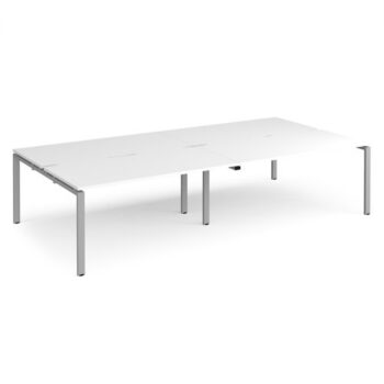 Adapt double back to back desks 3200mm x 1600mm - silver frame White Top - E3216-S-WH