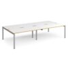 Adapt double back to back desks 3200mm x 1600mm - silver frame White Top with oak edging - E3216-S-WO