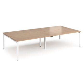 Adapt double back to back desks 3200mm x 1600mm - white frame Beech top - E3216-WH-B