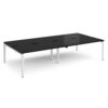 Adapt double back to back desks 3200mm x 1600mm - white frame black top - E3216-WH-BK