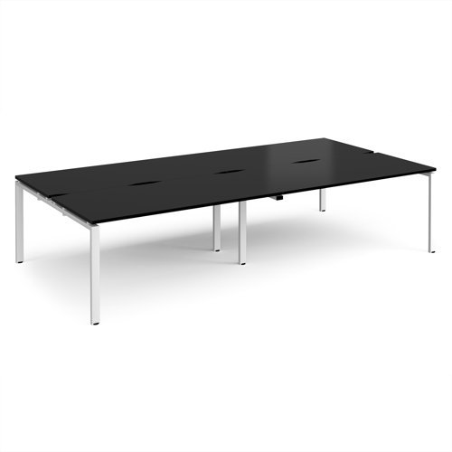 Adapt double back to back desks 3200mm x 1600mm - white frame black top - E3216-WH-BK