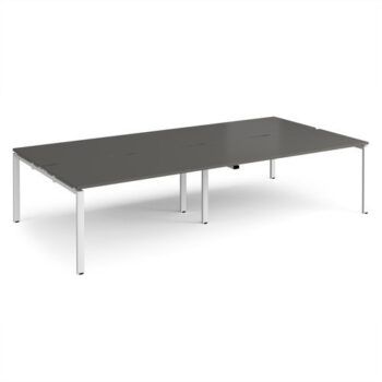 Adapt double back to back desks 3200mm x 1600mm - white frame storm grey top - E3216-WH-OG