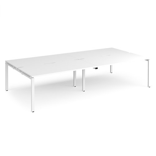 Adapt double back to back desks 3200mm x 1600mm - white frame White Top - E3216-WH-WH