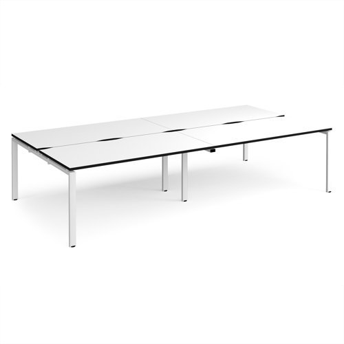 Adapt double back to back desks 3200mm x 1600mm - white frame White Top black edge - E3216-WH-WK