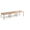 Adapt triple back to back desks 3600mm x 1200mm - green frame Beech top - E3612-GN-B
