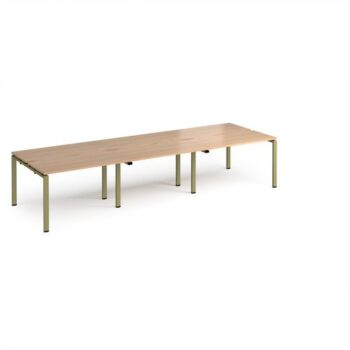 Adapt triple back to back desks 3600mm x 1200mm - green frame Beech top - E3612-GN-B