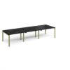 Adapt triple back to back desks 3600mm x 1200mm - green frame black top - E3612-GN-BK