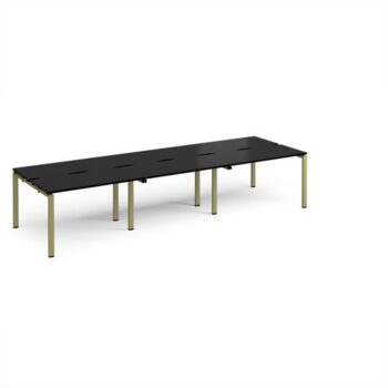 Adapt triple back to back desks 3600mm x 1200mm - green frame black top - E3612-GN-BK
