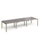 Adapt triple back to back desks 3600mm x 1200mm - green frame Grey Oak Top - E3612-GN-GO