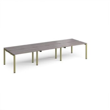 Adapt triple back to back desks 3600mm x 1200mm - green frame Grey Oak Top - E3612-GN-GO