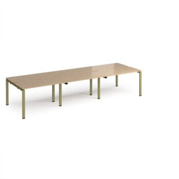 Adapt triple back to back desks 3600mm x 1200mm - green frame Kendal Oak Top - E3612-GN-KO