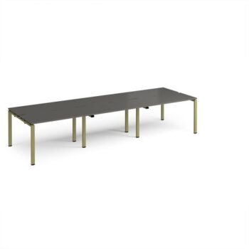 Adapt triple back to back desks 3600mm x 1200mm - green frame storm grey top - E3612-GN-OG