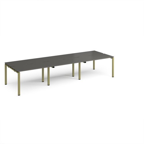 Adapt triple back to back desks 3600mm x 1200mm - green frame storm grey top - E3612-GN-OG