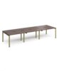 Adapt triple back to back desks 3600mm x 1200mm - green frame Walnut top - E3612-GN-W