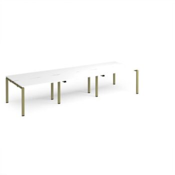 Adapt triple back to back desks 3600mm x 1200mm - green frame White Top - E3612-GN-WH
