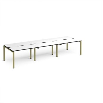 Adapt triple back to back desks 3600mm x 1200mm - green frame White Top black edge - E3612-GN-WK
