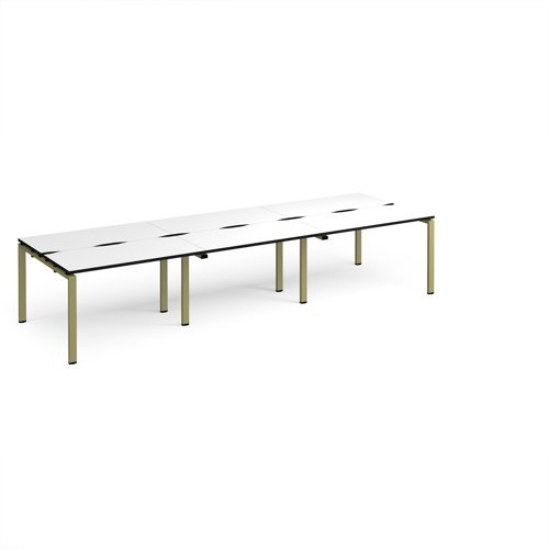 Adapt triple back to back desks 3600mm x 1200mm - green frame White Top black edge - E3612-GN-WK
