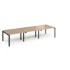 Adapt triple back to back desks 3600mm x 1200mm - black frame Beech top - E3612-K-B
