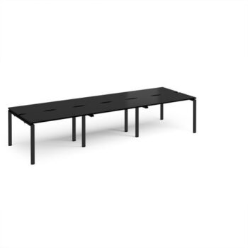 Adapt triple back to back desks 3600mm x 1200mm - black frame black top - E3612-K-BK