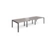 Adapt triple back to back desks 3600mm x 1200mm - black frame Grey Oak Top - E3612-K-GO