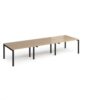 Adapt triple back to back desks 3600mm x 1200mm - black frame Kendal Oak Top - E3612-K-KO