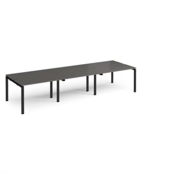 Adapt triple back to back desks 3600mm x 1200mm - black frame storm grey top - E3612-K-OG