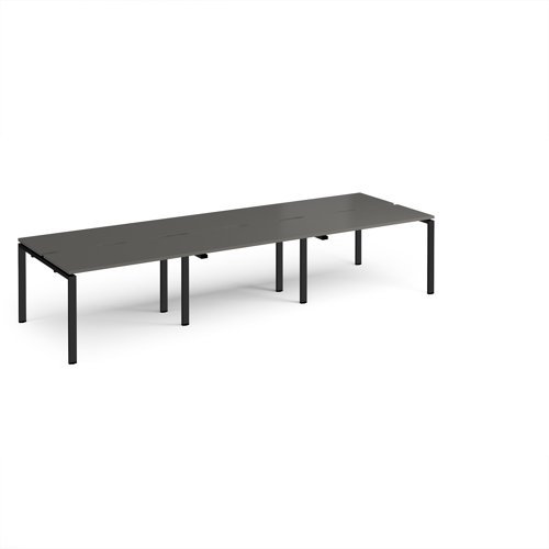 Adapt triple back to back desks 3600mm x 1200mm - black frame storm grey top - E3612-K-OG