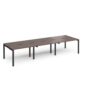 Adapt triple back to back desks 3600mm x 1200mm - black frame Walnut top - E3612-K-W