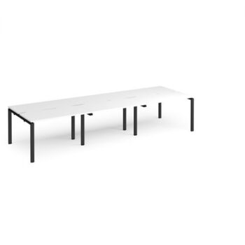 Adapt triple back to back desks 3600mm x 1200mm - black frame White Top - E3612-K-WH