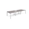 Adapt triple back to back desks 3600mm x 1200mm - silver frame Grey Oak Top - E3612-S-GO
