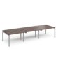 Adapt triple back to back desks 3600mm x 1200mm - silver frame Walnut top - E3612-S-W