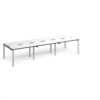 Adapt triple back to back desks 3600mm x 1200mm - silver frame White Top black edge - E3612-S-WK