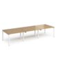 Adapt triple back to back desks 3600mm x 1200mm - white frame Oak Top - E3612-WH-O
