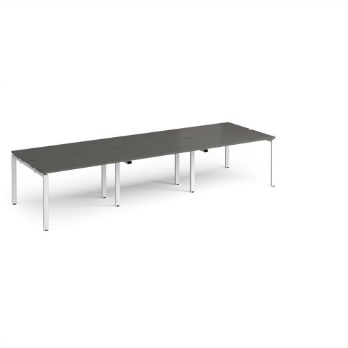 Adapt triple back to back desks 3600mm x 1200mm - white frame storm grey top - E3612-WH-OG