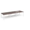 Adapt triple back to back desks 3600mm x 1200mm - white frame Walnut top - E3612-WH-W