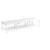 Adapt triple back to back desks 3600mm x 1200mm - white frame White Top - E3612-WH-WH