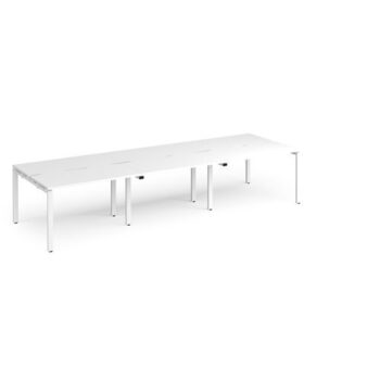 Adapt triple back to back desks 3600mm x 1200mm - white frame White Top - E3612-WH-WH