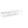Adapt triple back to back desks 3600mm x 1200mm - white frame White Top with oak edging - E3612-WH-WO