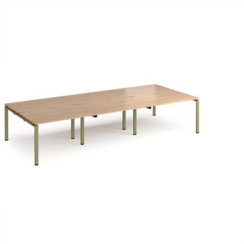 Adapt triple back to back desks 3600mm x 1600mm - green frame Beech top - E3616-GN-B