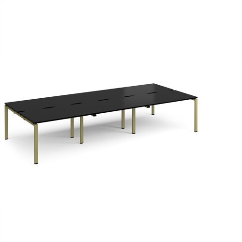 Adapt triple back to back desks 3600mm x 1600mm - green frame black top - E3616-GN-BK