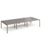 Adapt triple back to back desks 3600mm x 1600mm - green frame Grey Oak Top - E3616-GN-GO