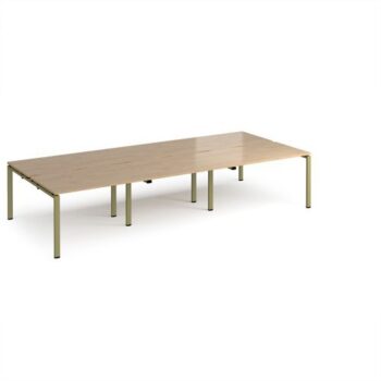 Adapt triple back to back desks 3600mm x 1600mm - green frame Kendal Oak Top - E3616-GN-KO