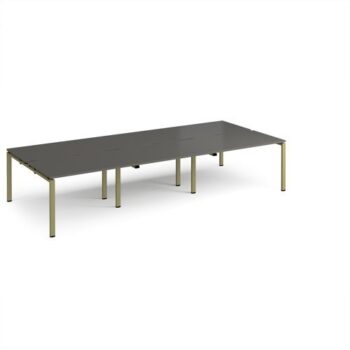 Adapt triple back to back desks 3600mm x 1600mm - green frame storm grey top - E3616-GN-OG