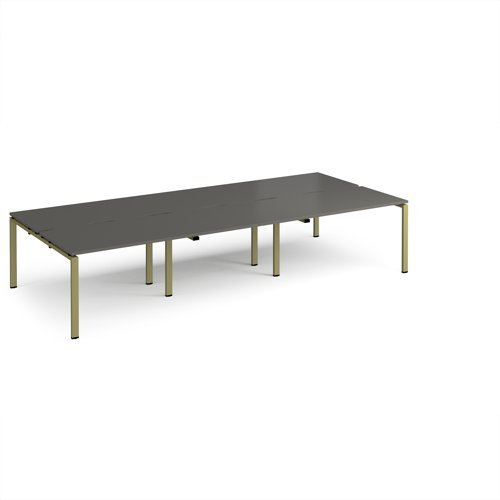 Adapt triple back to back desks 3600mm x 1600mm - green frame storm grey top - E3616-GN-OG
