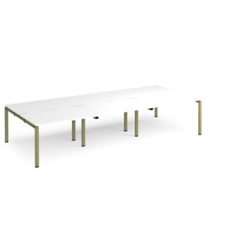 Adapt triple back to back desks 3600mm x 1600mm - green frame White Top - E3616-GN-WH