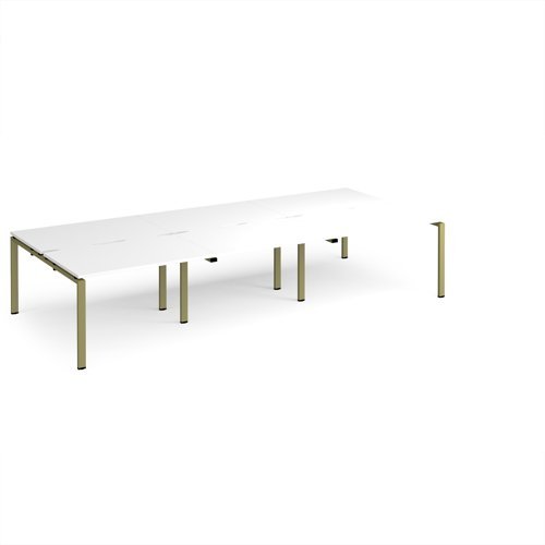 Adapt triple back to back desks 3600mm x 1600mm - green frame White Top - E3616-GN-WH