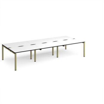 Adapt triple back to back desks 3600mm x 1600mm - green frame White Top black edge - E3616-GN-WK